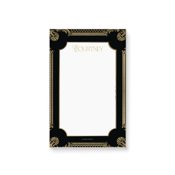 Gold and Black Wedding Notepad, Elegant To Do List Pad for Men and Women, Classic Office Stationery Memopad Personalized with your Name