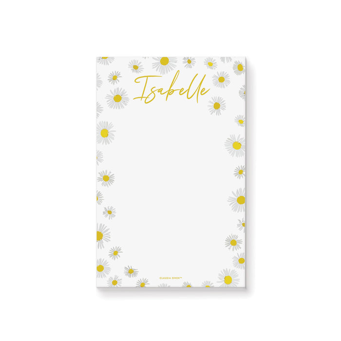 Daisy Notepad for Her, Bohemian Floral Writing Pad with Daisy Pattern, Custom Gift for Women, Personalized Stationery Pad with Daisies, Cute Spring Gift