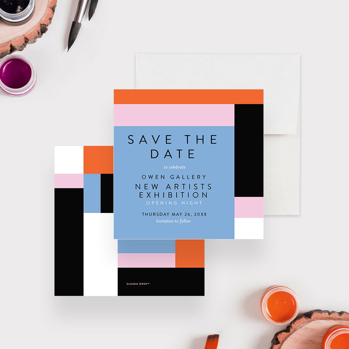 Colorful Save the Date Card for New Artist Exhibition Celebration, New Gallery Opening Save the Date, Artistic Save the Date for Annual Art Show Party