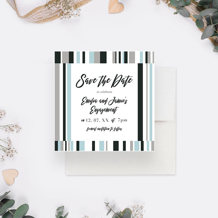 Geometric Save the Date Card for Engagement Party, Modern Couples Shower Save the Dates, We are Engaged Save the Date