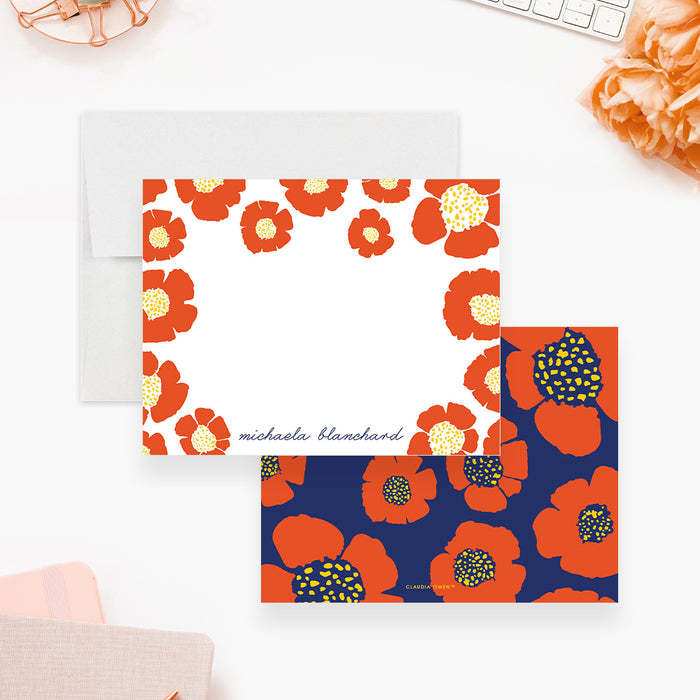 Flowery Note Card for Girls, Floral Thank You Card, Personalized Gift for Her, Cute Correspondence Card, Birthday Garden Thank You Notes with Envelopes