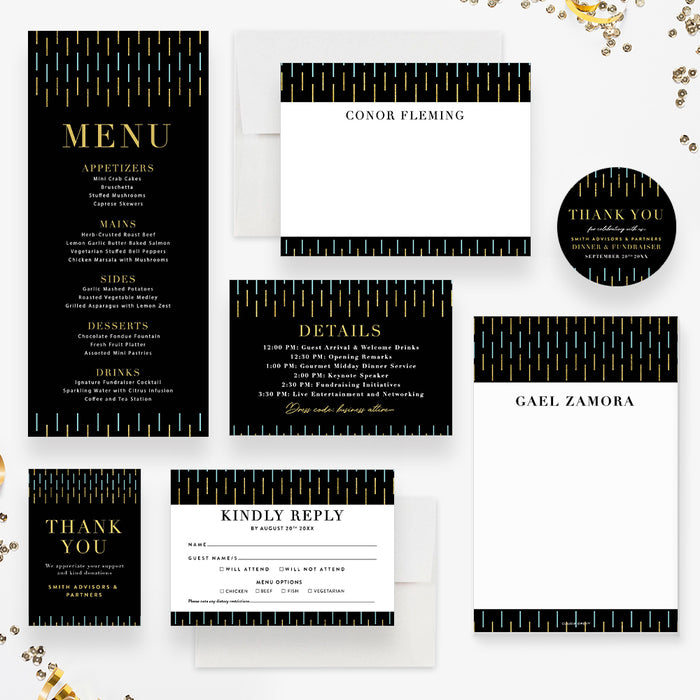 Fundraising Dinner Party Personalized with Your Own Corporate Colors, Benefit Dinner Invitations, Campaign Fundraiser Event, Charity Ball Invitations
