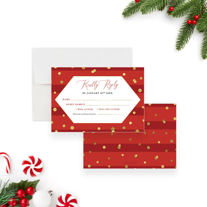 Christmas Party Invitation in Red and Gold, Christmas Cocktail Party Invites, Company Holiday Party Celebration, Office Christmas Party Invitation, Staff Christmas Party Invitation