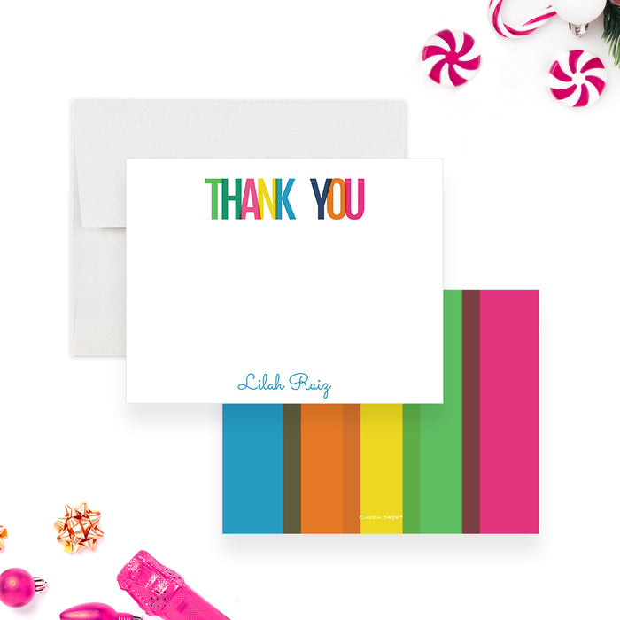 Colorful Note Card for Children, Birthday Thank You Cards, Thank You Note Card with Envelopes, Personalized Bright Stationery