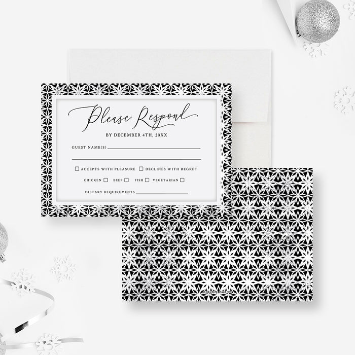 Holiday Soiree Invitation Card with Snowflake Border, Winter Business Christmas Party