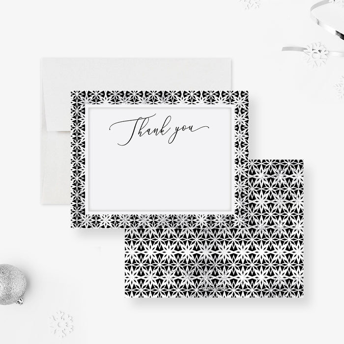 Winter Thank You Note Card with Snowflake Design, Business Holiday Thank You Cards