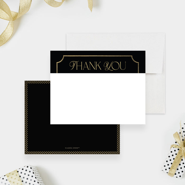 Gold and Black Wedding Invitation Card, Elegant Wedding Anniversary Party Invites with Vintage Classy Style Frame