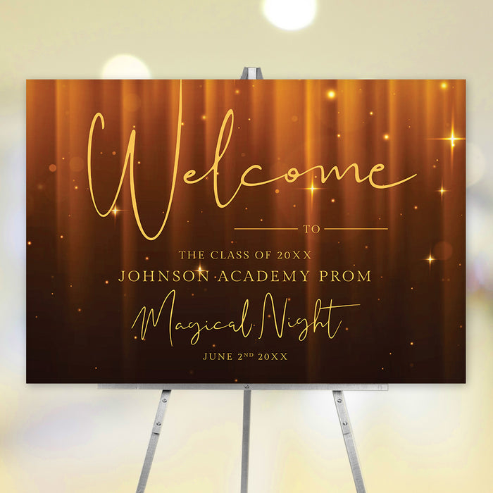 Magical Night Prom Invitation Card, Classy Black and Golden Sparkles School Prom Night Invites