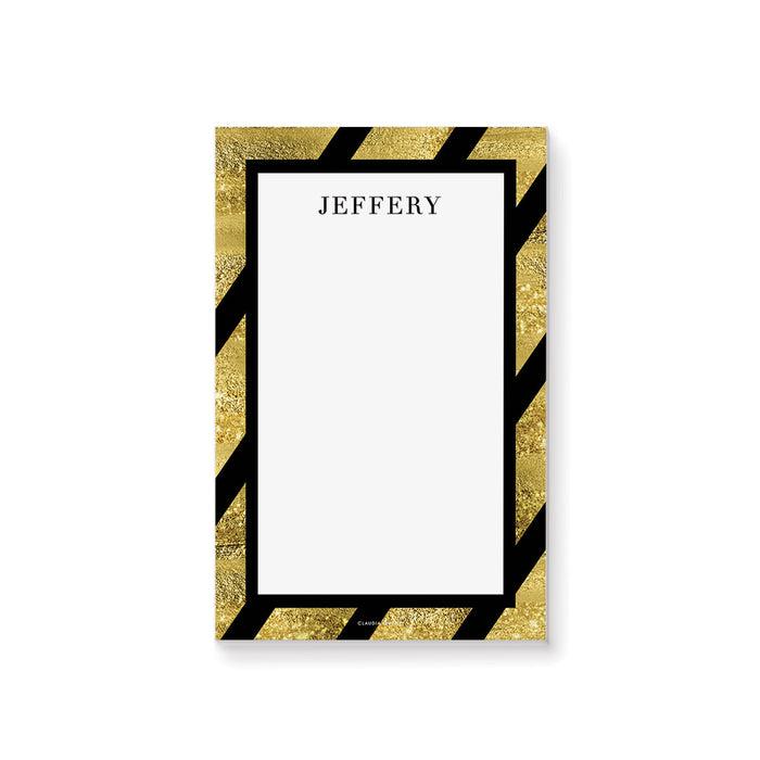 Black and Gold Notepad for Him, Personalized Stationery for Professionals, Writing Paper for the Office, Elegant Gift for Men