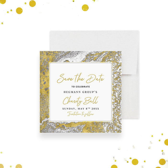 Silver and Gold Save the Date for Business Charity Ball, Elegant Save the Date for Nonprofit Evening Event, Fundraising Ball Save the Date