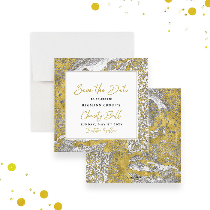 Silver and Gold Save the Date for Business Charity Ball, Elegant Save the Date for Nonprofit Evening Event, Fundraising Ball Save the Date