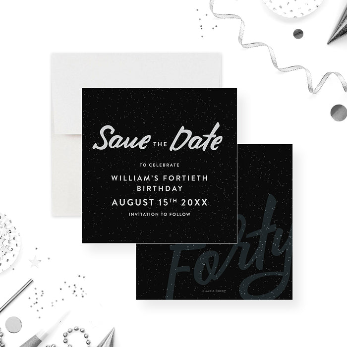 Modern Save the Date Card for Fortieth Birthday for Men, Save the Date for Birthday Bash, Save the Date for 30th 40th 50th 60th 70th Adult Birthday Party
