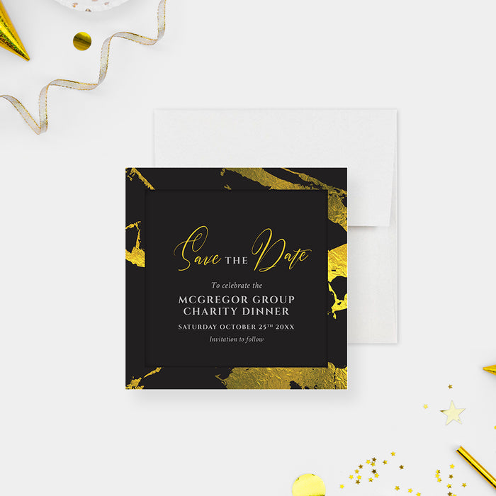 Elegant Black and Gold Save the Date Card for Charity Dinner Party, Save the Date for Fundraising Event, Save the Date for Professional Event