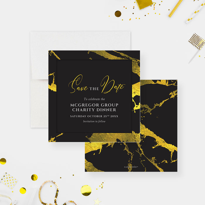 Elegant Black and Gold Save the Date Card for Charity Dinner Party, Save the Date for Fundraising Event, Save the Date for Professional Event