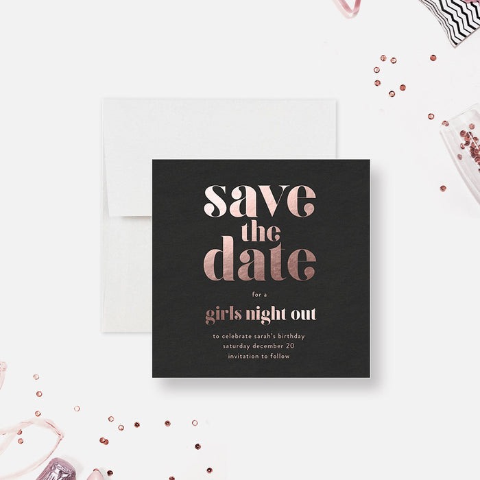 Girls Night Out Bachelorette Party Save the Date Card, Ladies Night Out Save the Dates, 21st 30th 40th Birthday Save the Date Cards