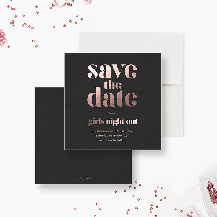 Girls Night Out Bachelorette Party Save the Date Card, Ladies Night Out Save the Dates, 21st 30th 40th Birthday Save the Date Cards