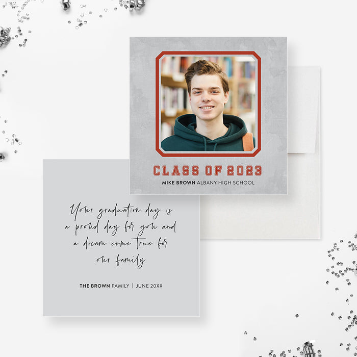 Modern Graduation Announcement Card Personalized with your Own Photo, Grad Announcement Cards for University Graduates