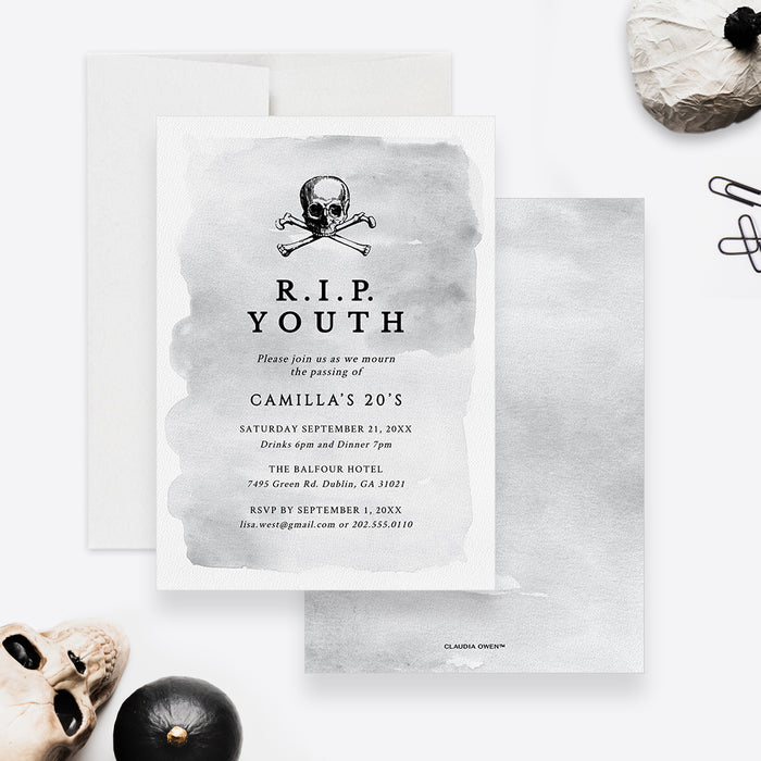 RIP Youth Invitation Editable Template, RIP 20s 30s 40s 50s Invites, Death to My 20s, 20th 30th 40th 50th Birthday Digital Download, Rest in Peace
