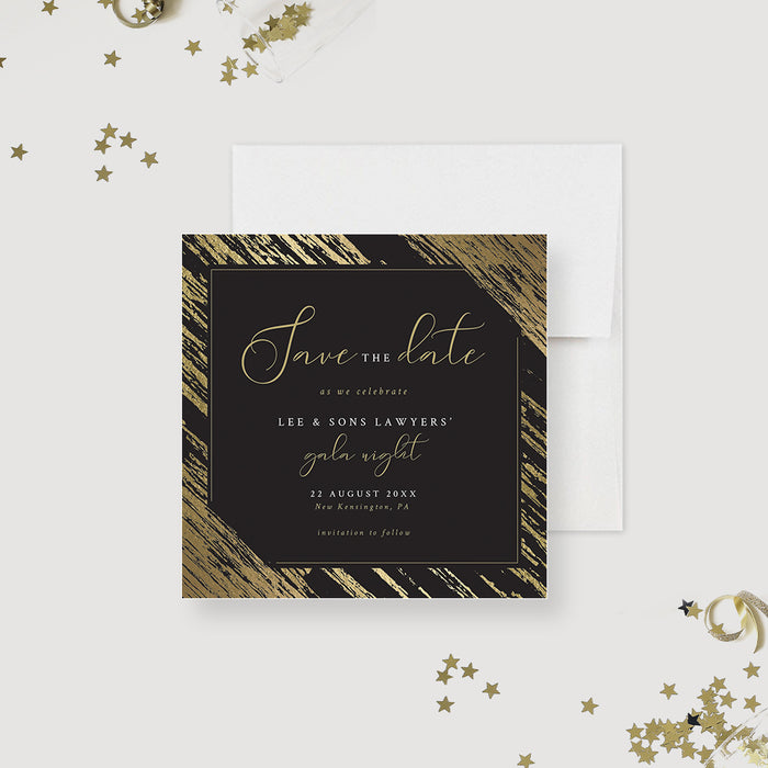 Gala Night Save the Date in Gold and Black, Elegant Company Event Save the Date Card, Printed Fundraising Nonprofit Gala Save the Dates