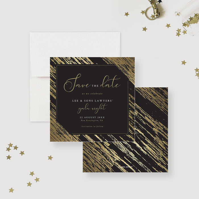 Gala Night Save the Date in Gold and Black, Elegant Company Event Save the Date Card, Printed Fundraising Nonprofit Gala Save the Dates