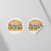 a pair of burger stickers with the words thank you written on them