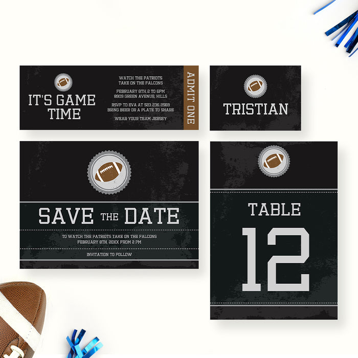 Its Game Time Football Invitation Card, Sports Party Invites Card, American Football Birthday Party Invitation for Boys and Men