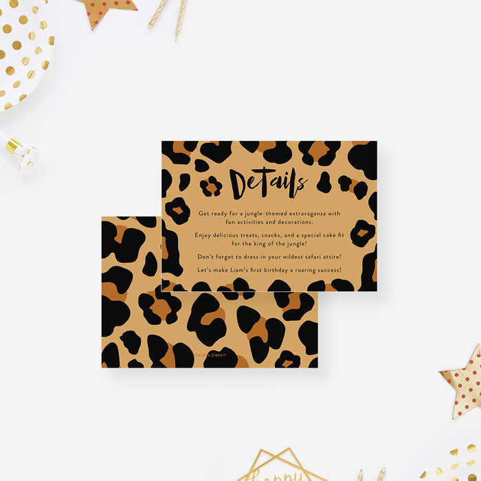 Wild One First Birthday Party Invitation with Animal Leopard Print, Invitation Card for Children, Safari Birthday Invites