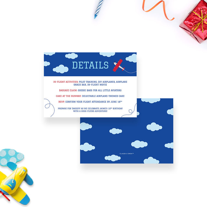 Airplane Themed Birthday Invitation Card, Time Flies Airplane Invitations for 1st 2nd 3rd 4th 5th 6th Plane Birthday Bash, Aviator Pilot Birthday Invites