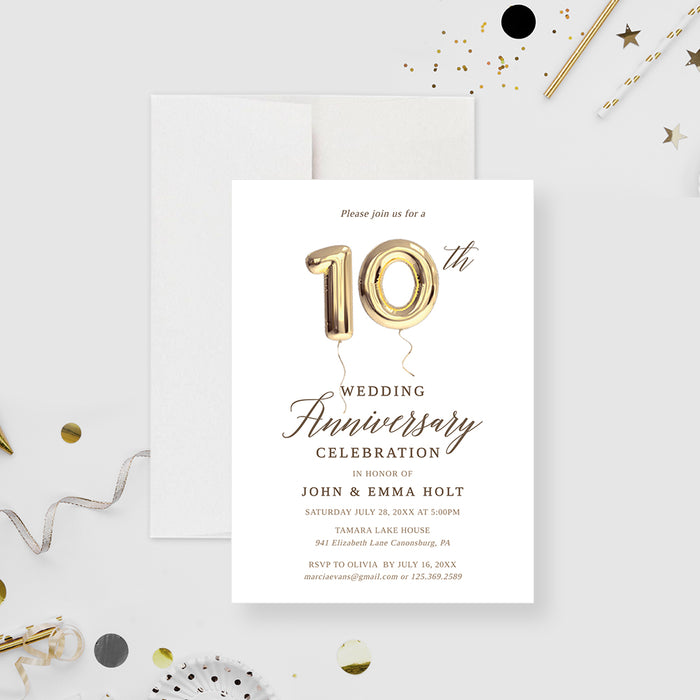 A Decade of Memories, 10th Wedding Anniversary Invitation Digital Template