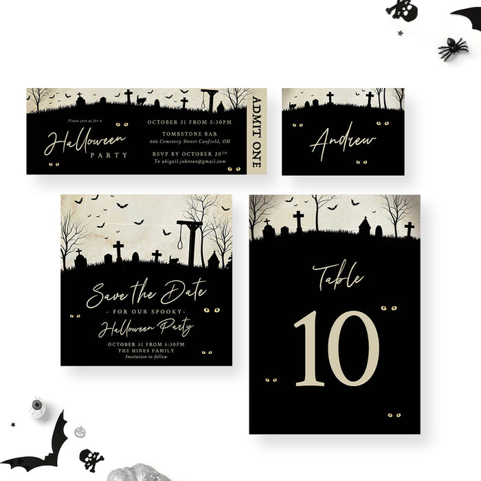 Spooky Cemetery Halloween Invitation, Graveyard Gothic Invitation Card, Scary Adult Halloween Invites, Eerie Invitation for Spooktacular Halloween Birthday
