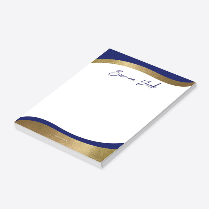 Blue and Gold Notepad, Personalized Gift for Professionals, Elegant Writing Pad, Stationery Officepad, Notepad for Business Launch Party and Networking Events
