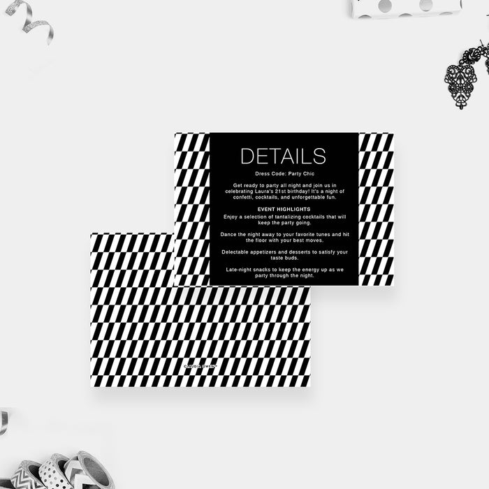 Confetti and Cocktails Monochrome Invitation Card, Black and White Invites for Cocktails and Hors d'oeuvres, Cocktail Hour Invitations, Business Cocktail Party