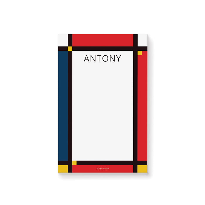 Colorful Notepad with Mondrian Inspired Geometric Print Design, Personalized Gift for Men, Artistic Writing Pad for the Office, Stationery for Artists, Gifts for Creative People