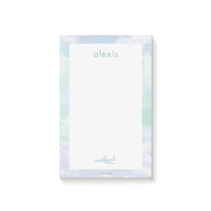 Notepad with Plane and Clouds, Cute Stationery Writing Paper, Personalized Notepad for Goodbye Party, Cloudy Skies Memopad