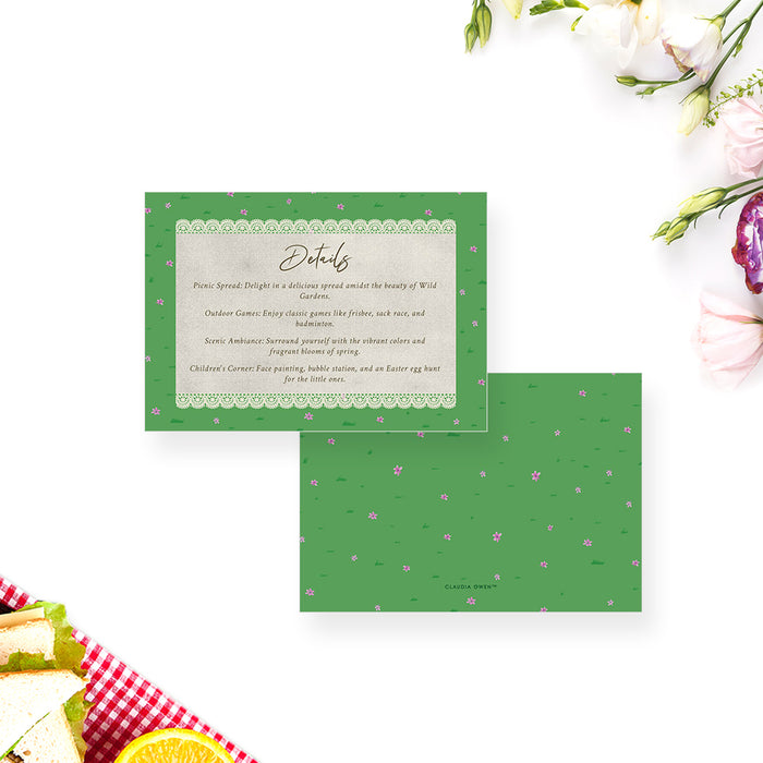 Picnic Basket Invitation for Spring Celebration, Family Spring Party Invites, Picnic Birthday Invitation with Blanket and Green Grass