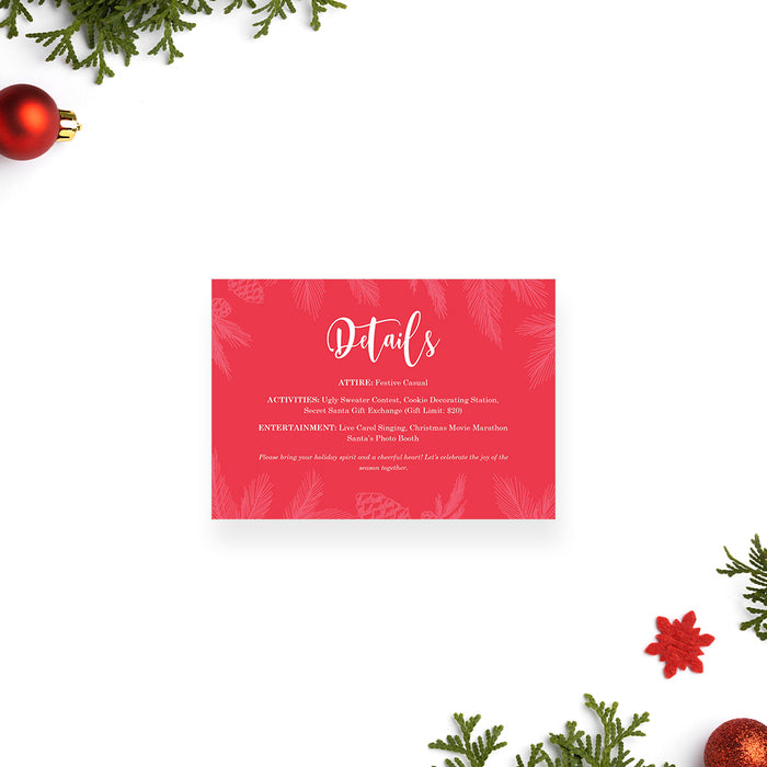Red Invitation Card for Christmas Party, New Years Eve Party Invitation, Holiday Invites