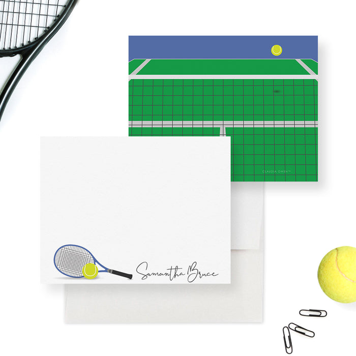Personalized Tennis Note Cards, Custom Tennis Stationery Gifts for Her, Tennis Thank You Cards, Tennis Player Gift for Coach