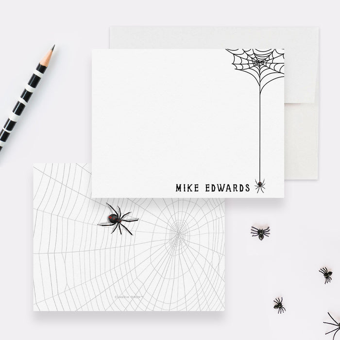 Spider Note Card Personalized Kid's Note Card Set, Boy Gift Stationary Gift For Children, Spider Web Birthday Thank You Notecard