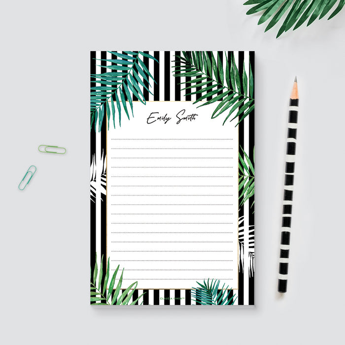 Tropical Personalized Notepad With Name, Botanical Custom Notepad Greenery Stationary Gift for Women To Do List Pad