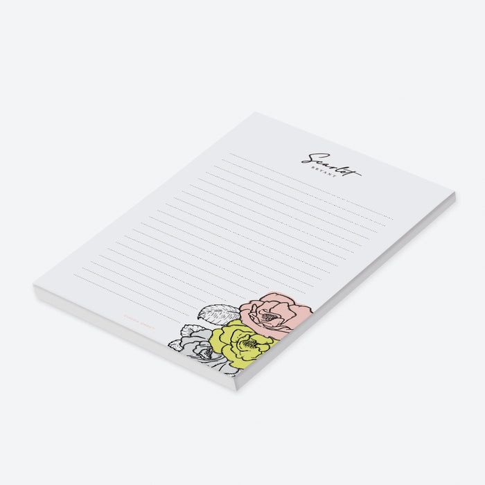 Floral Shopping List Notepad, Feminine Personalized Stationery, Gift for Women, Grocery List with Flowers