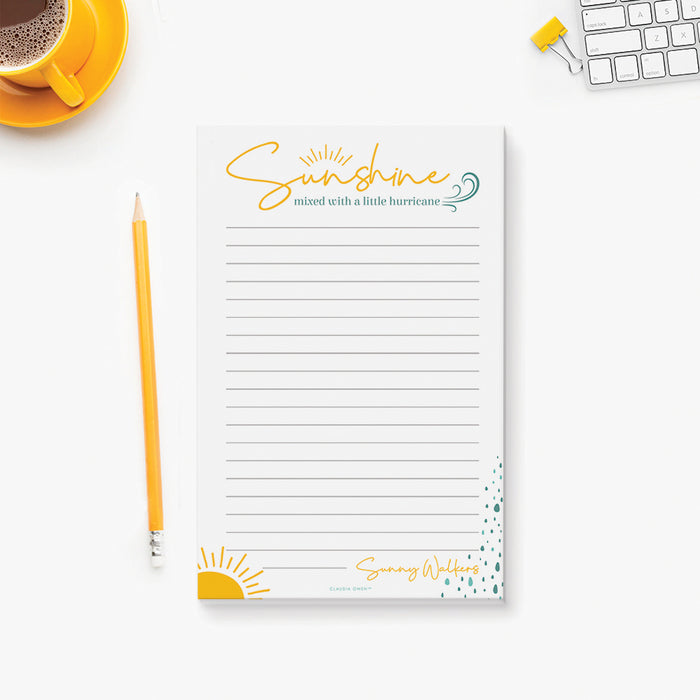 Sunshine Mixed with a Little Hurricane Notepad, Funny Notepad for the Office, Gag Gift for Women, Funny Coworker Gift