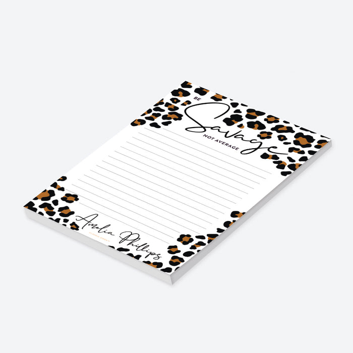 Savage Not Average Notepad, Personalized Leopard Print Gifts for Women, To Do List Planner Pad, Animal Print Gift, Funny Office Gifts