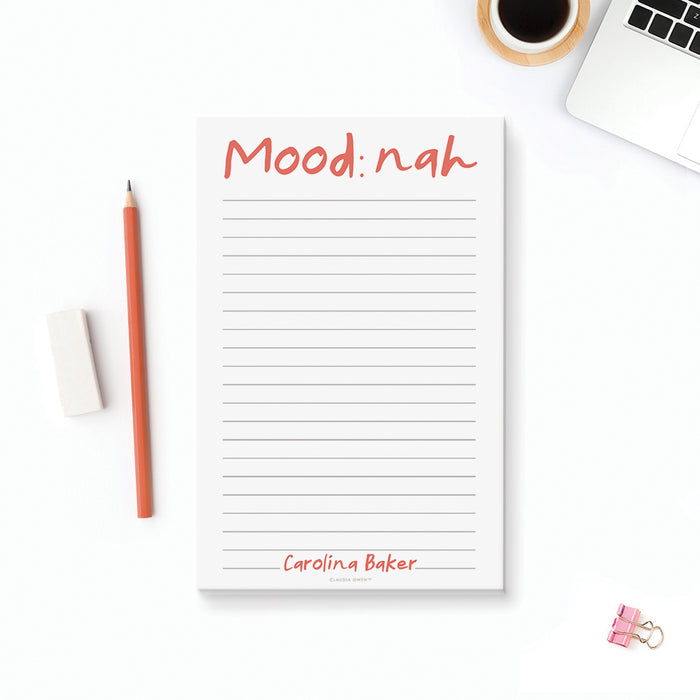 Funny Office Notepad, Gag Gifts for Coworkers and Friends, Mood Nah Notepad, Personalized Sarcastic Gifts