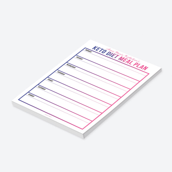 Keto Diet Meal Plan Notepad, Personalized Weekly Meal Planner, Family Meal Planner Pad, Cooking Meal Plan, Gifts for Mom