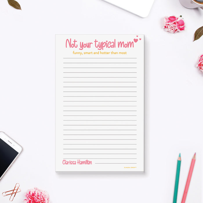 Funny Mom Notepad Not Your Typical Mom, Grocery Shopping List Pad, Stationery Gifts for Moms, Mothers Day Gift, Cool New Mom Stationery
