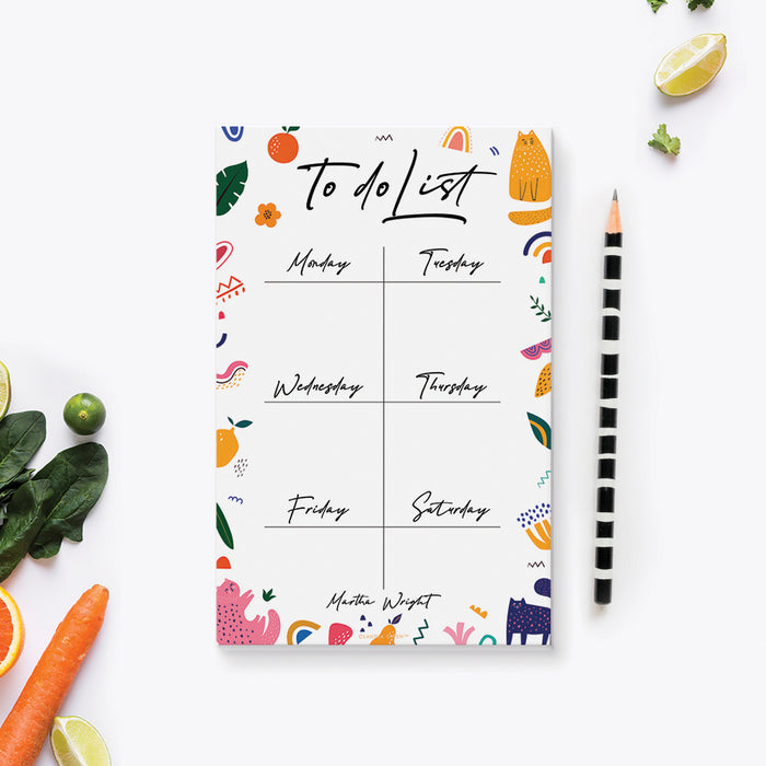 Cat To Do List Notepad, Colorful Weekly Planner Notepad, Personal Planner Pad, Fun Cat Lady Stationary, Personalized Cat Lover Gift