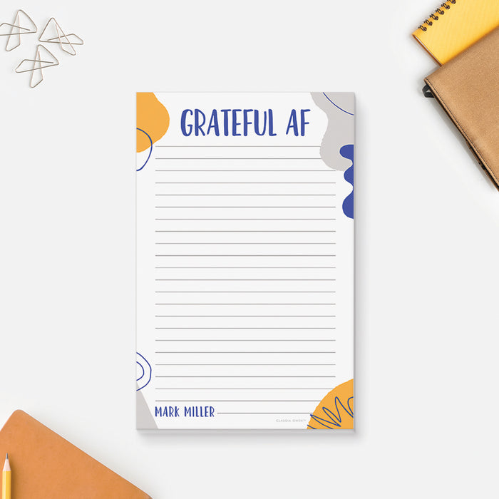 Grateful AF Notepad, Funny Stationery Notepad, Novelty Gift for the Office, Thank You Pad, Gratitude Notepad