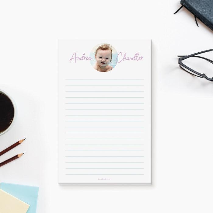 Personalized Photo Notepad, Custom Baby Shower Gift Stationery, Family Notepad To Do List Pad, Mom Gifts with Childs Picture