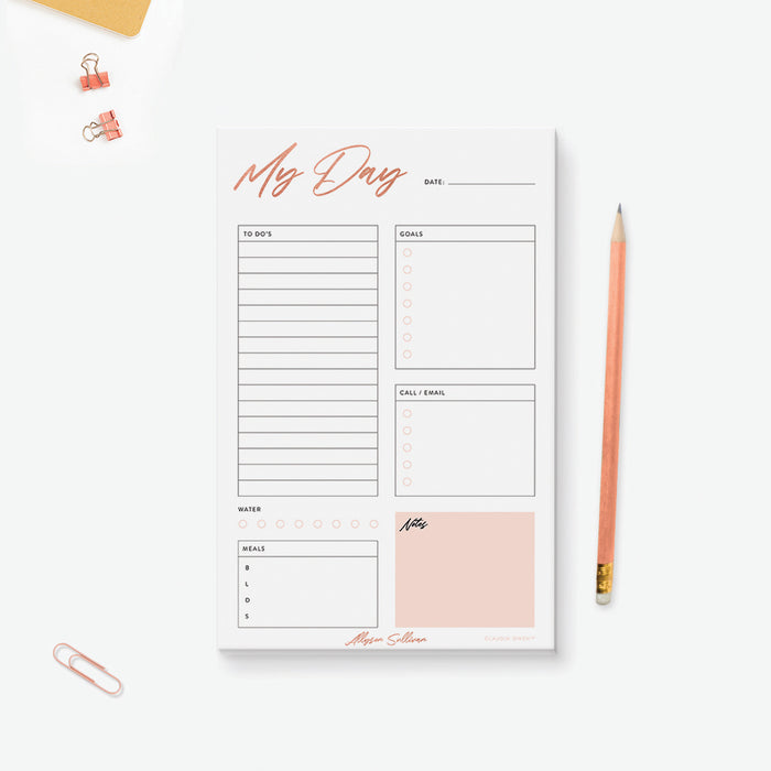 Daily Planning Notepad, Personalized Office Planner Notepad, Daily Agenda Desk Pad, Daily Schedule Stationery