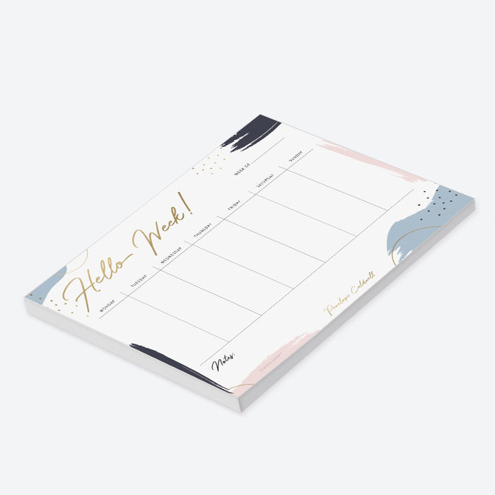 Weekly Planner Notepad, Office Desk Planner Organizer, Modern Weekly To Do List Planner  for Women, Hello Week